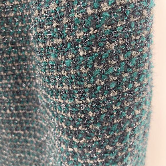 TALBOTS Tweed Dress Sz 16P Blue Green Dark Academia Mixed Media Metallic Preppy - Picture 12 of 13